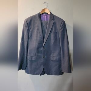 Ted Baker Endurance Jay CT Plaid Wool Grey/Navy Suit Jacket 40S Pants 33S